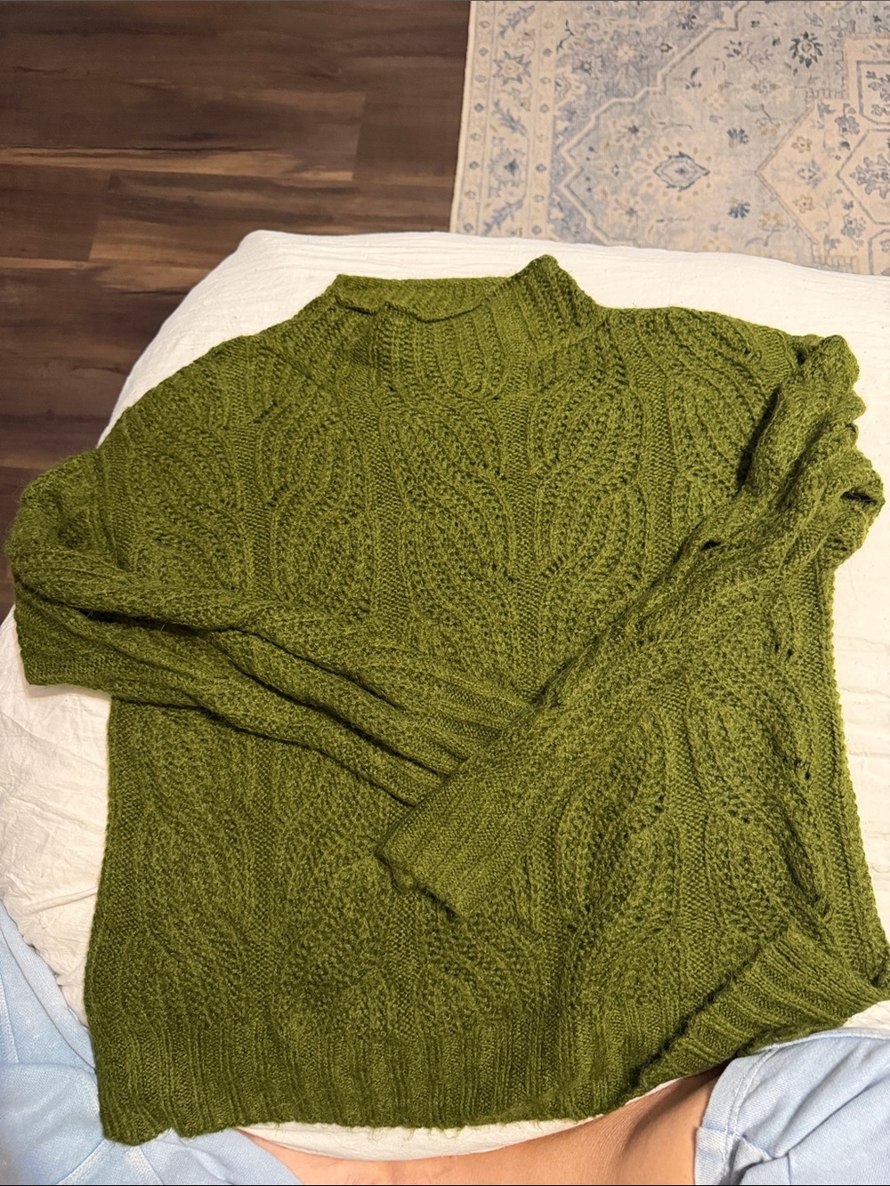 J. Crew Olive Cable Knit Mock Turtleneck Sweater